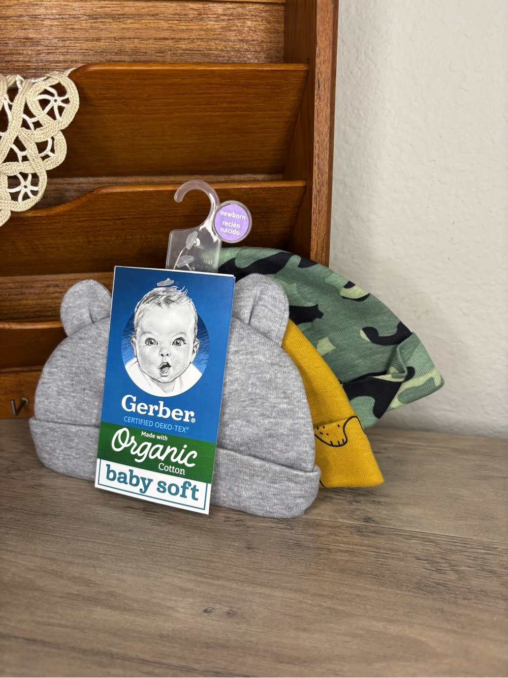 Gerber Baby Soft Hat Set in Gray, Yellow & Green Camo